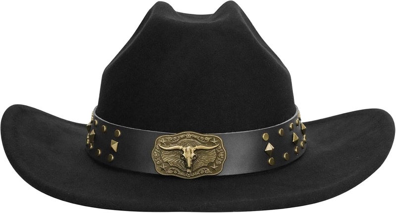 Vikodah Vintage Western Cowboy Hat for Men Women - Wide Brim Cowgirl Fedora Hats with Braided Rope Band M - Image 2